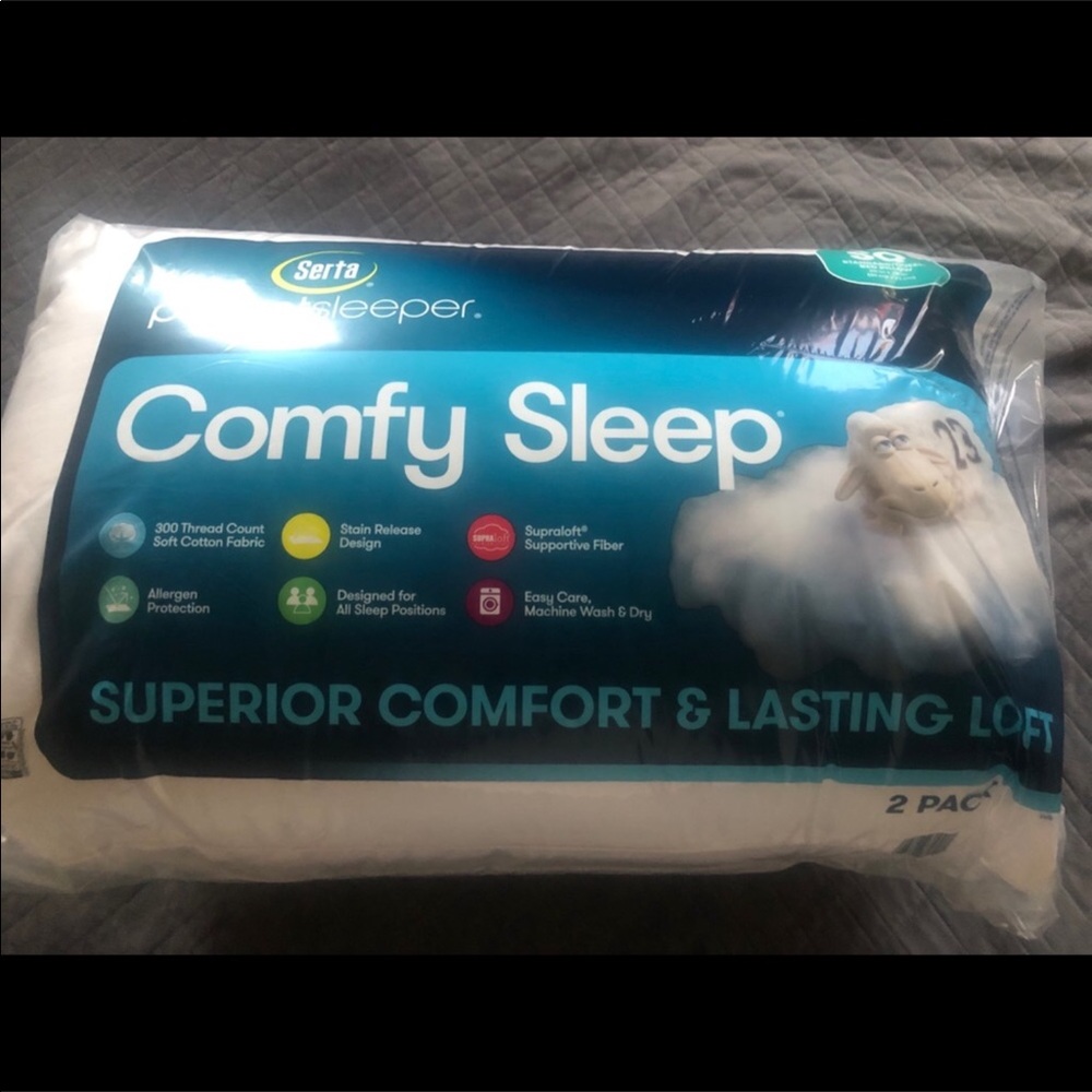 2 Serta Comfy Sleep pillows New